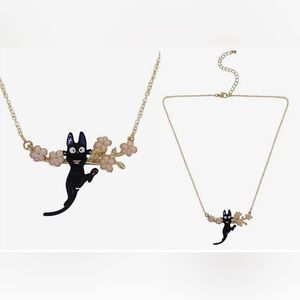 Kiki's Delivery Service Jiji Hanging Necklace on Sakura Blossom